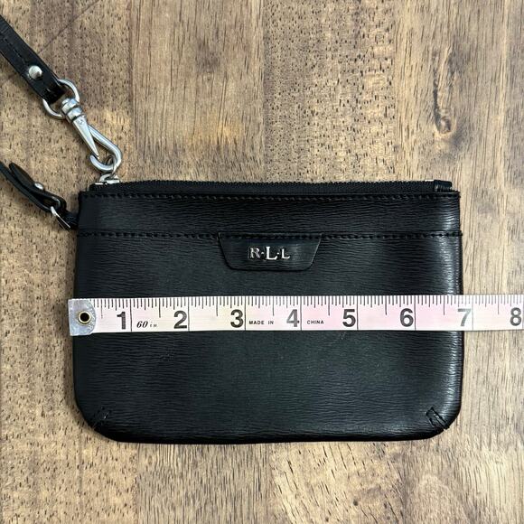 Lauren Ralph Lauren Wristlet Purse Genuine Leather Textured Zip Closure Black - Picture 3 of 8